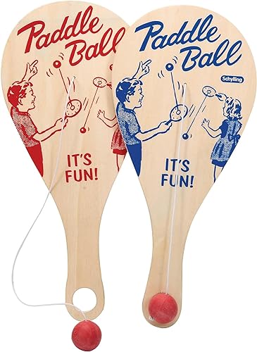 Schylling Paddle Ball - Classic Game Made with Real Wood - Ages 5 and Up - One Piece