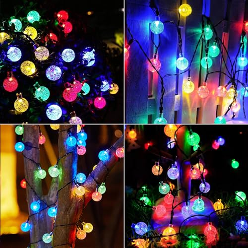 Solar String Lights Outdoor 100 Led 40 Feet Multi-Color Crystal Globe Lights with 8 Lighting Modes, Waterproof Solar Powered Patio Lights for Garden