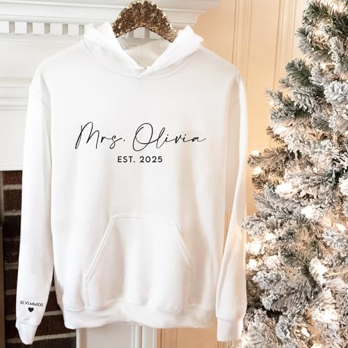GODMERCH Custom Embroidered Mrs Sweatshirt - Future Mrs Hoodie, Bride Sweatshirts, Gifts for Her Bride to Be Engagement Bachelorette Party Bridal Shower Wedding3