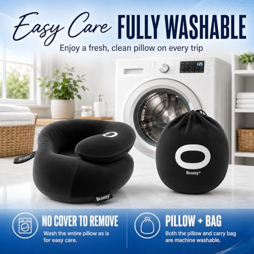 Image of BCOZZY Neck Brace Pillow - Patented Relief for Neck Pain and Supportive Sleep-Soft, Washable, and Adjustable for Comfortable Resting. Black