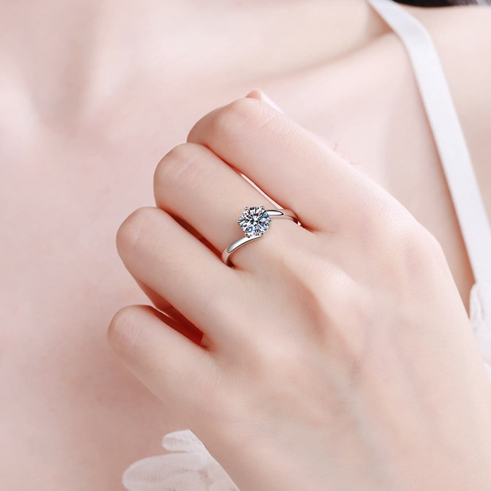 Anelli impilabili in argento Sterling, anello di promessa in oro bianco rotondo per la figlia alla moda