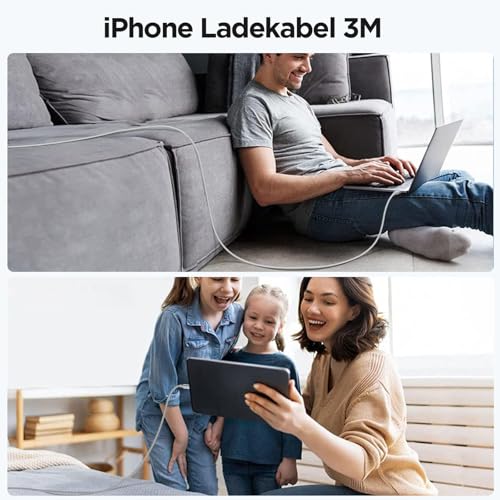 Aioneus USB C Lightning Kabel 3M iPhone Ladekabel Lang MFi Zertifiziert Lightning Kabel USB C Nylon Power Delivery iPhone USB C Ladekabel… – Ansicht 7