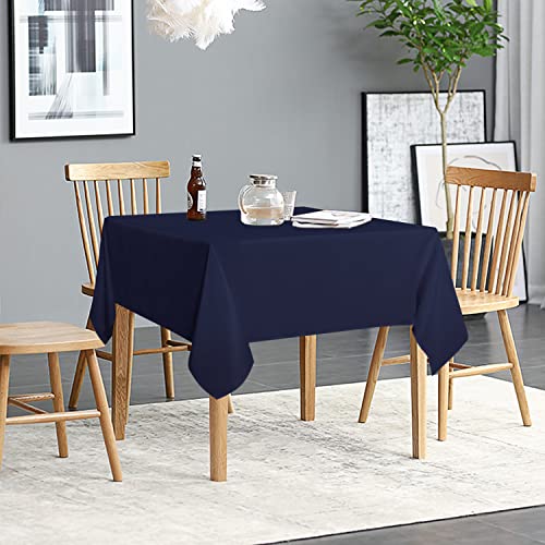 Image of sancua 2 Pack Navy Tablecloth 54 x 54 Inch, Stain and Wrinkle Resistant Square Table Cloth - Washable Polyester Table Cover for Dining Tables, Buffet Parties and Camping