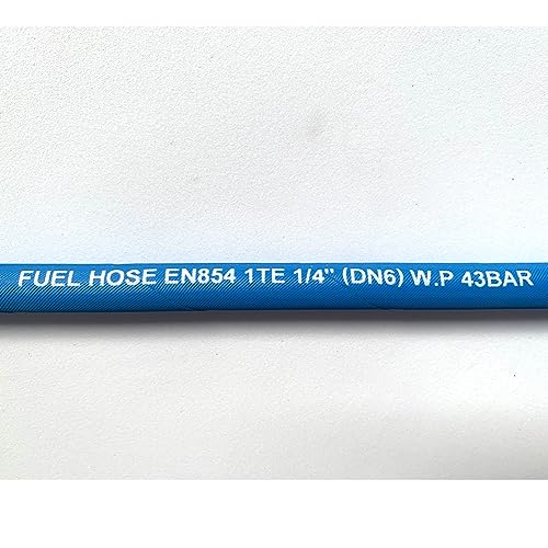 Image of Fuel Line Hose 4AN 1 /4 inch High Pressure Hose 2.8Mpa 400PSI 6mm 5FT for Fuel Systems Engines Tube Hose Blue Multiple Size Options (Attached Hose Clamp)