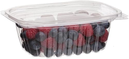 ECO PRODUCTS Recipientes rectangulares transparentes compostables de 12 onzas con tapas, caja de 300, preparación de comidas, hechos de plástico