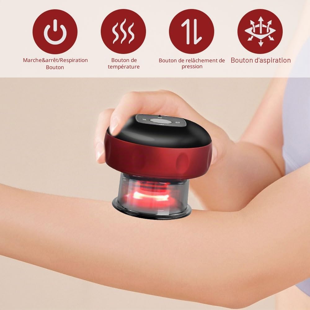 Ventouse électrique infrarouge, Ensemble de thérapie électrique intelligent, Ventouse Intelligente, 12 Températures Réglables, pour Soulage les Douleurs et Tensions Musculaires