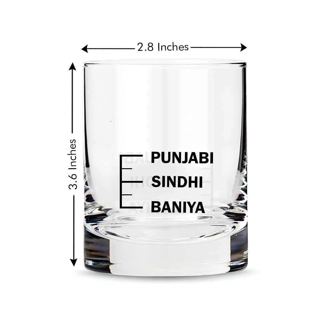 Nutcase Designer Whiskey Glasses for Men Liquor Glass - Fun Anniversary Birthday Gift Funny Gifts for Husband Bf (PANJABI, Sindhi, BANIYA) 2