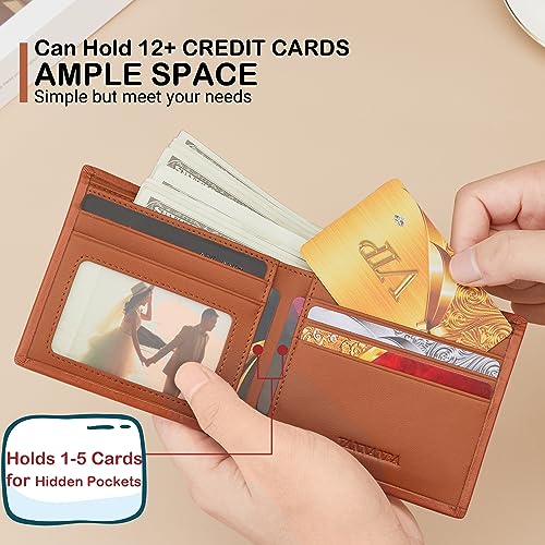 VANNANBA Bifold Front Pocket Wallets with Gift Box,Slim Minimalist Leather Card Wallet for Men,Brown4