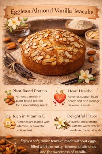 Image of MOM'S BAKERY Vanilla Almond Cake 250g | Soft & Moist Vanilla Sponge Cake Topped with Crunchy Almond Flakes | Freshly Baked Bakery Style Dessert Eggless | Soft & Moist Tea Cake | Made with Premium T45 Flour | No Egg, Vegetarian | Perfect for Tea Time & Snacking
