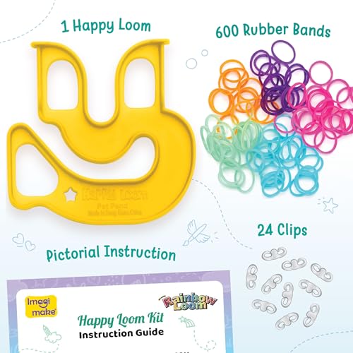 Image of Imagimake Happy Loom Kit |Bracelet Making kit with 600+ Colourful Bands, Loom Tool | DIY Art & Craft Kit | Return Gift for Girls Age 7+