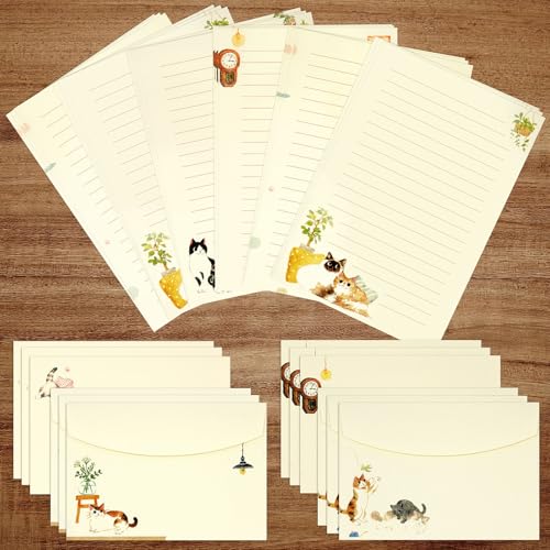 36 PCS Writing Paper and Envelopes Set, Warm Cute Cat Themed Stationary Set Design for Invitations...