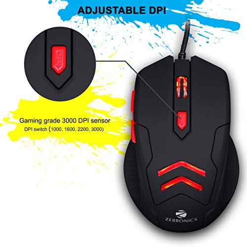 Image of (Refurbished) Zebronics Zeb Feather Optical USB Gaming Mouse with Pad