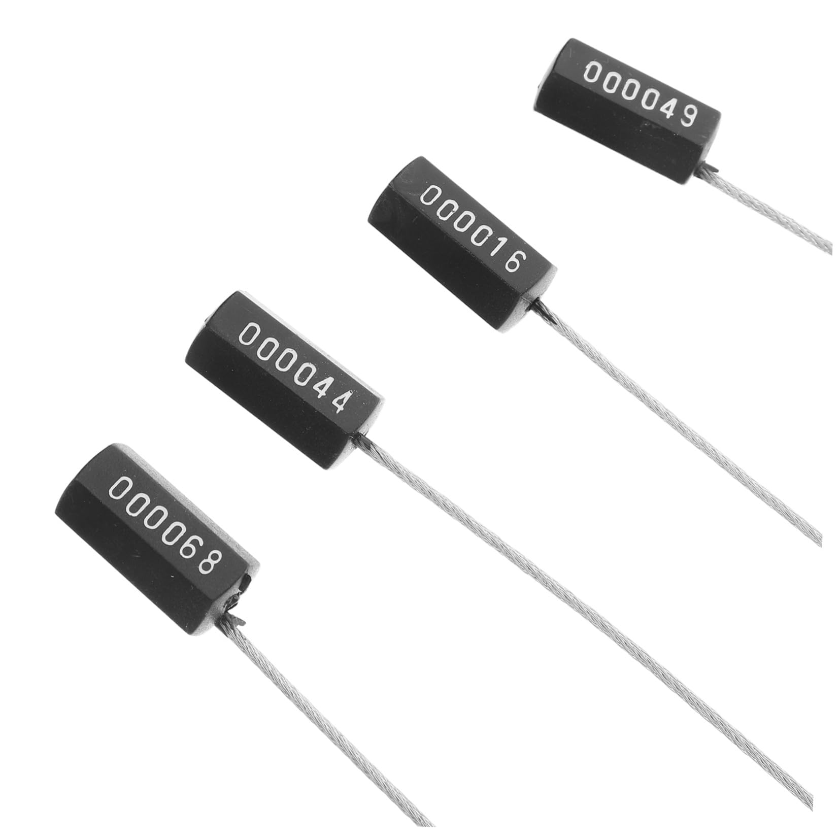 100 Pièces Scellés de Sécurité Câble Acier Numérotés Étiquettes Métalliques Antivol avec Fil Acier Résistant pour Conteneurs Camions et Huile Noir