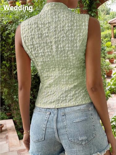 Image of Mina Self Women's 2026 Summer Lightweight Knit Vest Top - Breathable Stretchy Floral Trendy Casual Work Office Slim Waistcoat