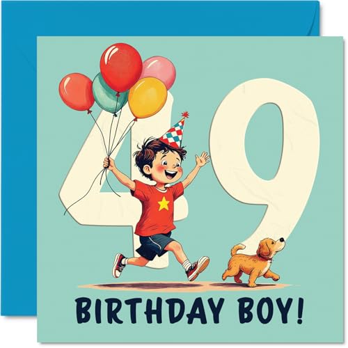 Stuff4 49th Birthday Cards for Men, Balloon Boy