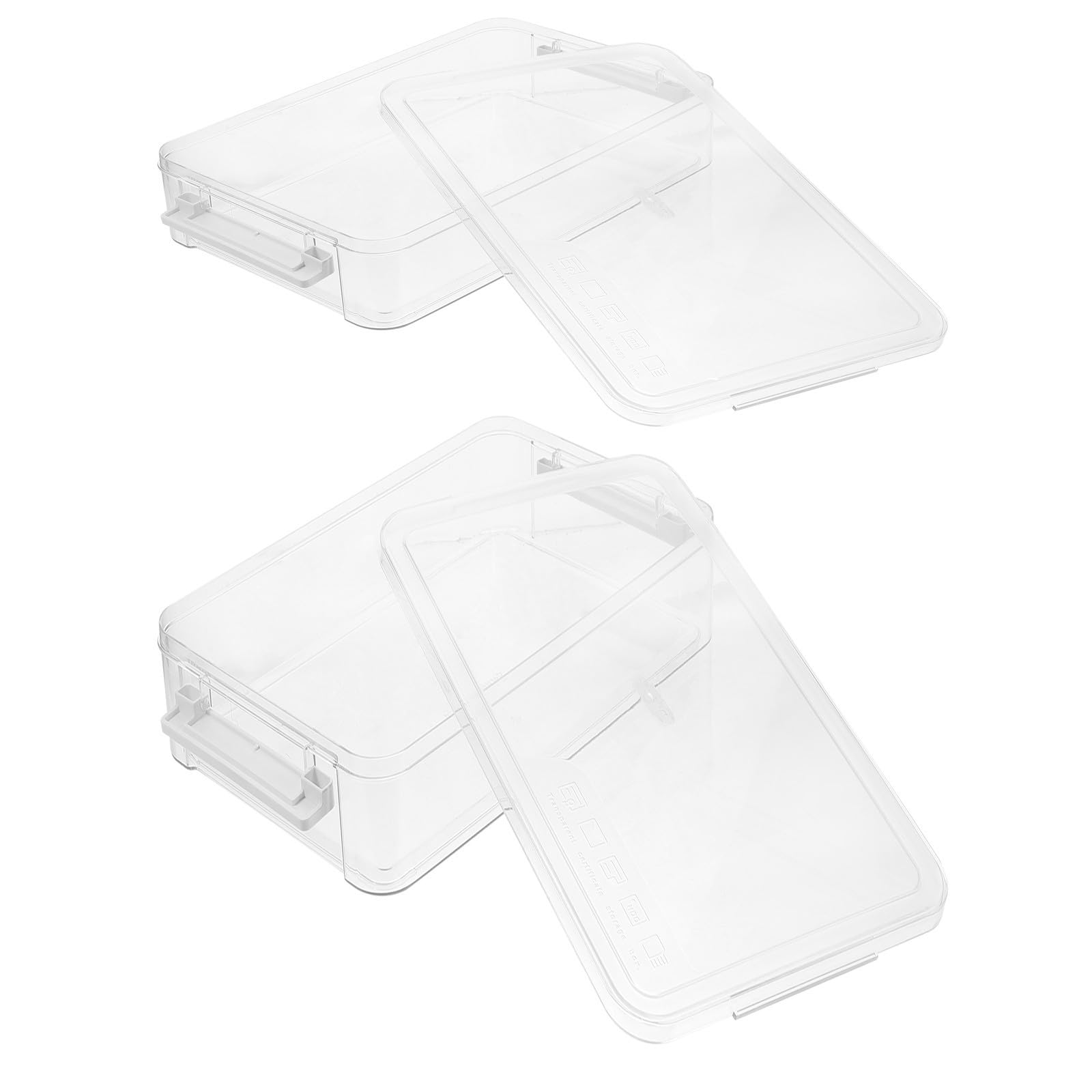 Toyvian 2 Piezas Caja Organizadora para Documentos de Archivos de Plástico Transparente Tapa Apilable Estuche Portátil y Almacenamiento de Papel para Oficina y Escuela