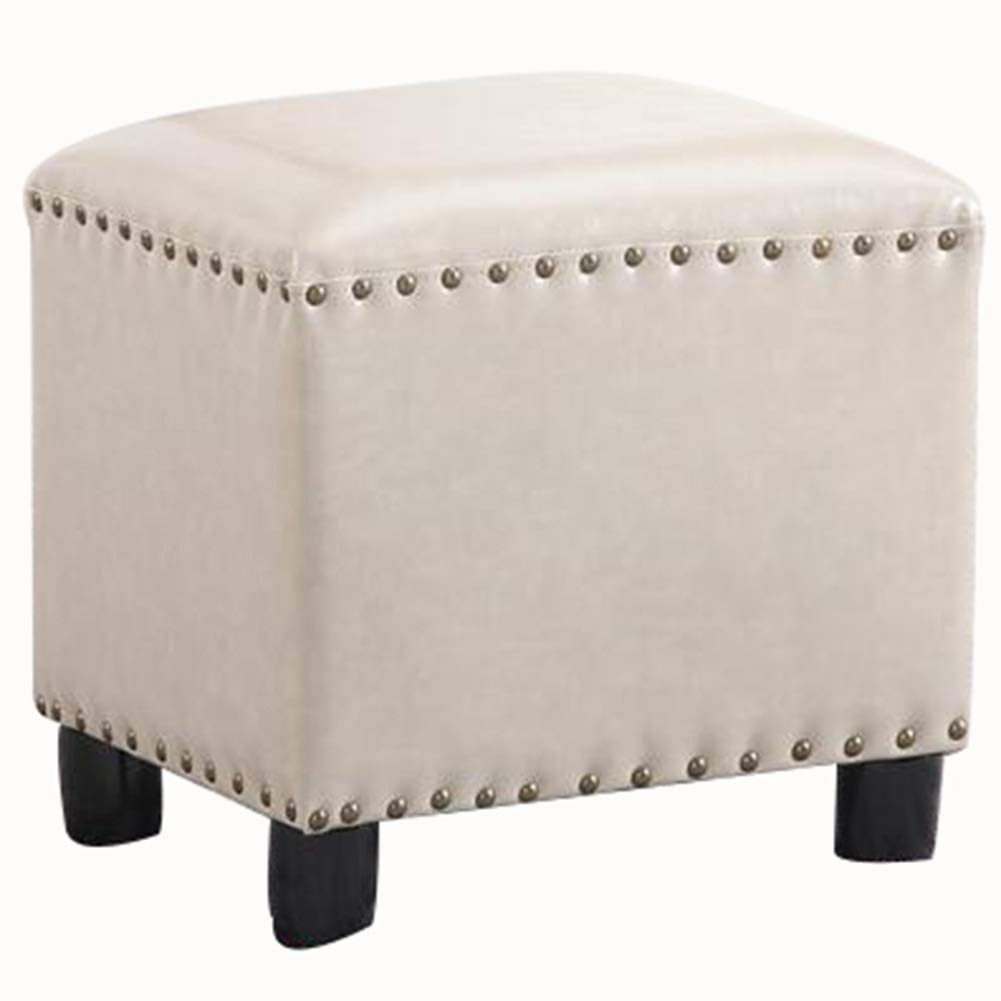 Pouf repose-pieds en bois massif gris 35x26x30 cm pour entrée