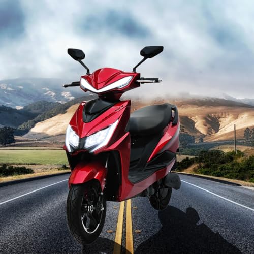 Image of MIOOX 48V 30AH Electric Scooter with 120-140 km Range, 45 km /h Speed, Disc & Drum Brakes, LED Headlight, Comfortable Seat, Non-RTO, 3-Year Battery Warranty (Red)