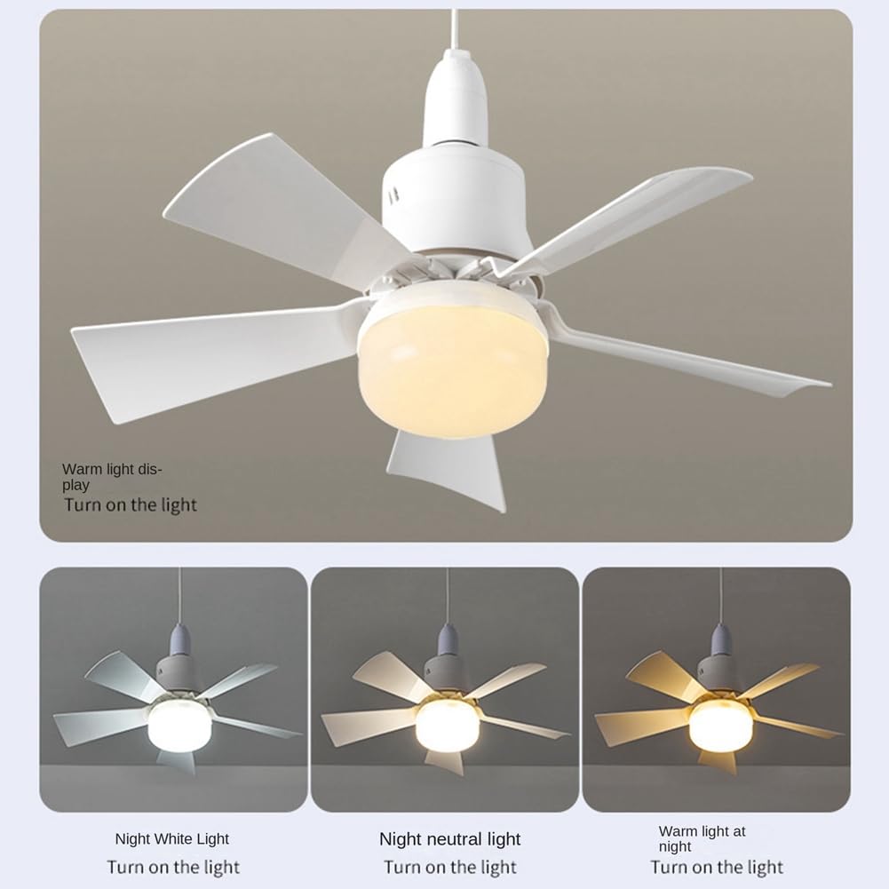Stroagymoon Socket Fan With Light and Remote - E27 Base Ceiling Fixture for Bedroom Kitchen - Small, Easy to Install - Image 2