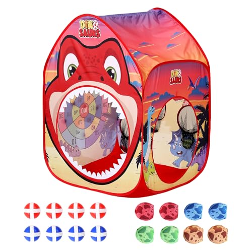 Dinosaur Kid Play Tent Pop up Tent Play Tunnel Indoor and Outdoor Playhouse for Kid Beanbag Toss Game for Team Competiti - Additional View