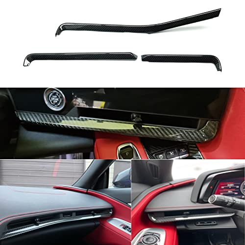 Yipmotiv 3pcs Genuine Carbon Fiber Dashboard Panel Trim for Corvette C8 2020 2021 2022, Interior Center Console Kit