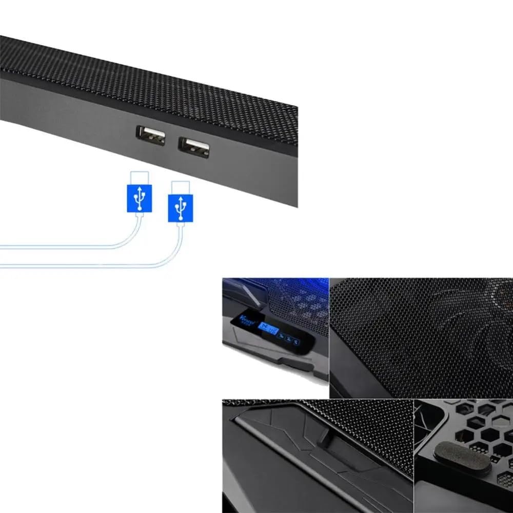 Laptop Cooler podstawka pod laptopa 14/15.6 Cala Chłodzenie Laptopa 2 Porty USB Wentylator Chłodzący Pad Stojak Na Notebooka Uchwyt Na Notebooka Wentylator Chłodzący Ze Światłem(2)