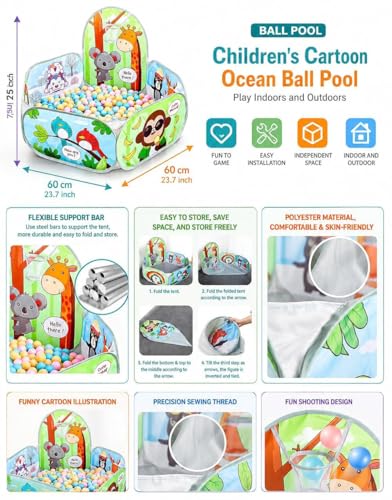 Image of Magicwand X-X-Large Size Mesh Multi-Colored Cartoon Theme Pop-Up Activity Basket Ball-Pool with【50 Balls】【Age Upto 3 Yrs】