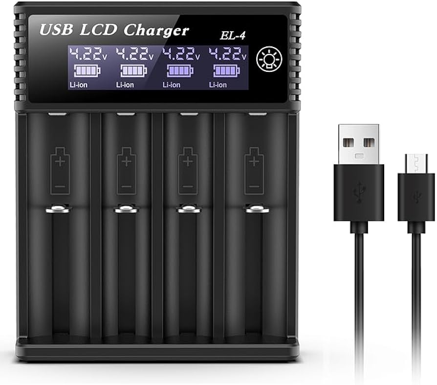 Amazon | 【Amazon限定ブランド】マルチ電池充電器 LCD液晶付き