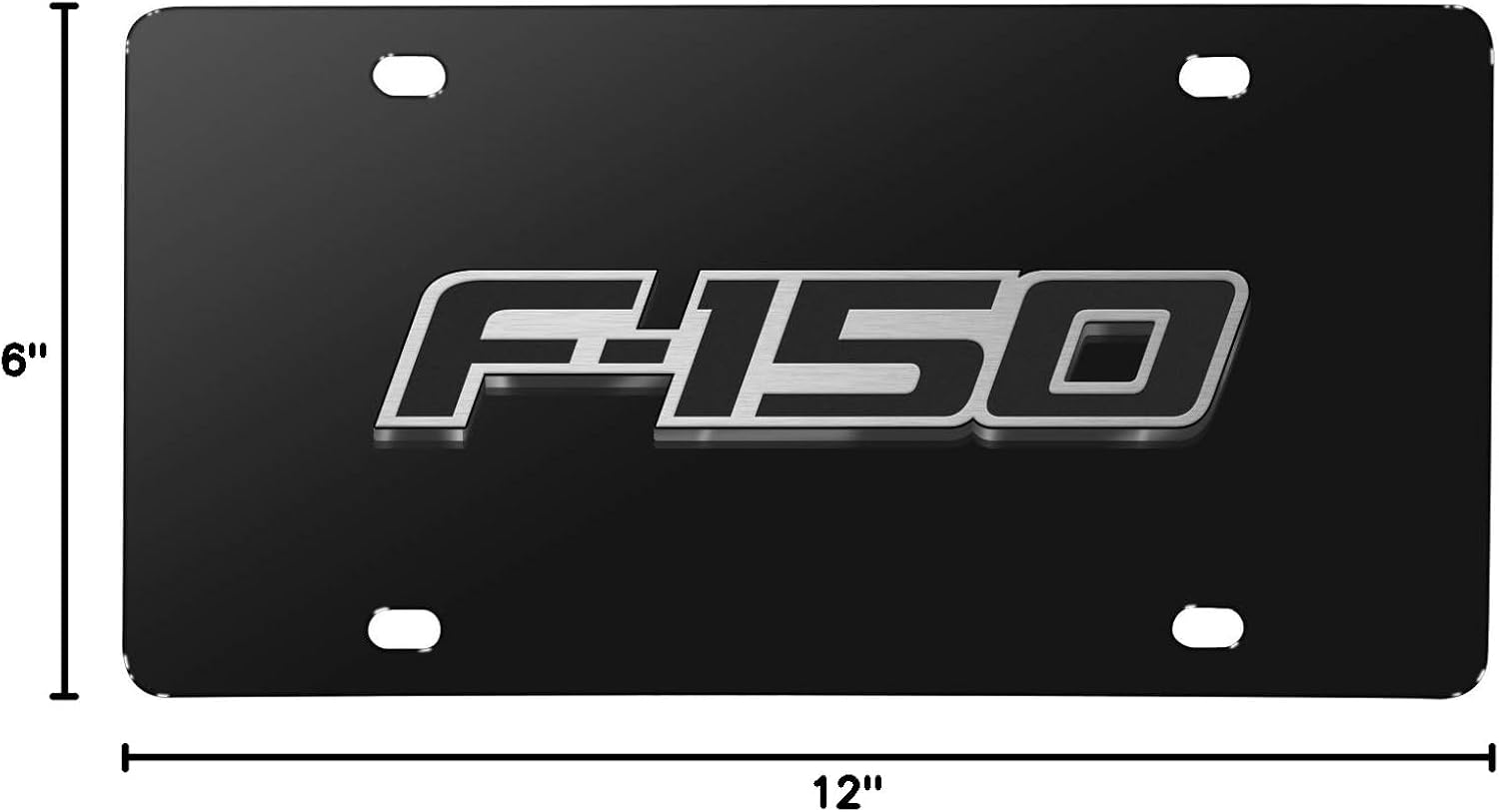 iPick Image for Ford F-150 2008 to 2014 3D Logo Black Stainless Steel License Plate - Official Licensed