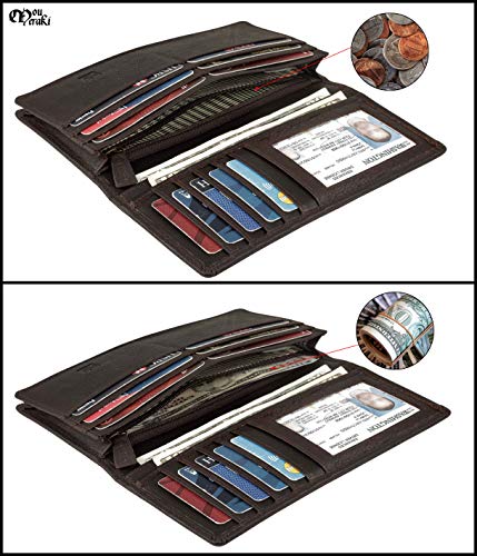 Image of RFID Blocking Mens Genuine leather Bifold Long Wallet