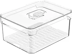 Organizador De Geladeira 2,2L Organizador Clear Fresh Com Bandeja De Drenagem E Respiradouro OU