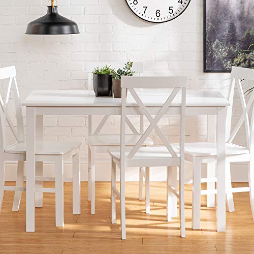 image for Walker Edison 4 Person Modern Farmhouse Wood Small Dining Table Dining