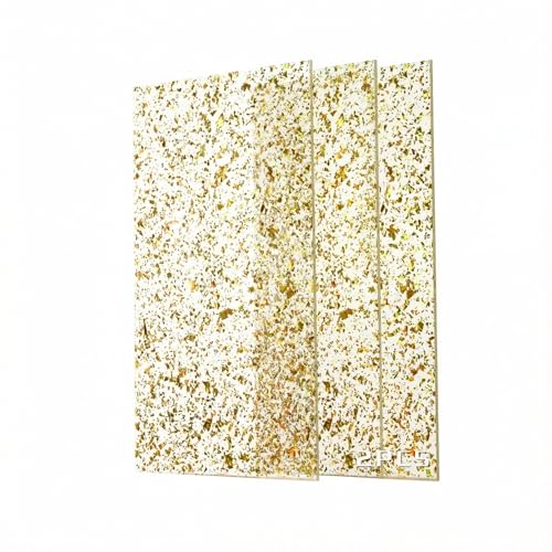 Image of TOEPODO Glitter Acrylic Sheet Irregular Glitter 1 /8 Thickness Sparkle Plastic Acrylic Panels for Laser Cutting Engraving Craft DIY Decor Ornaments (3, Gold, 8x12 Inch)