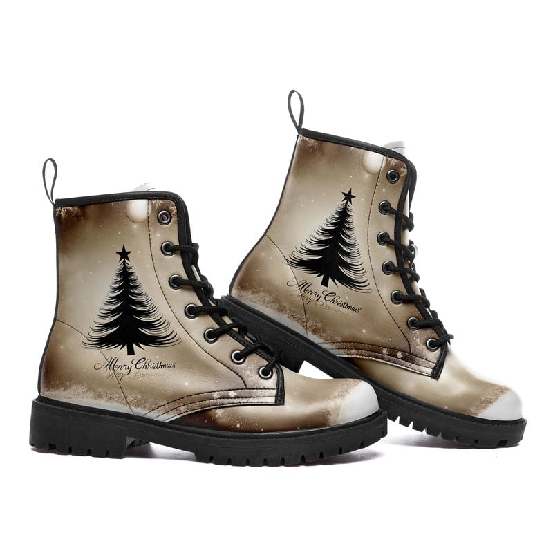 Christmas Unisex Combat Boots Lightweight Non-Slip Ankle Booties Holiday Santa Winter Footwear for Men, Women,Big Kids4