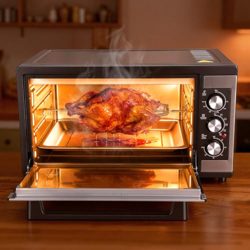 Mini Four Electrique 46L, Chaleur Tournante 9 en 1, 1500W, Tournebroche, Déshydratation, Four de...