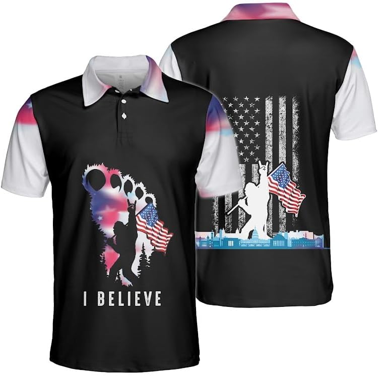 Bigfoot Polo Shirt Short Sleeve, Bigfoot Believe Shirt for Men, Bigfoot Saw Me Polo Shirts