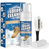 GLOWPOINT Suede and Nubuck Cleaner, 200ml Shoe Cleaning kit with 3-Sided Suede Brush & Towel, Suede Shoe Cleaner Foam Removes Dirt & Stain for Suede, Nubuck, Leather, Knit, Boots, Sneaker, Sandals