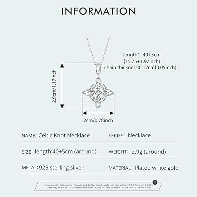 925 Sterling Silver Triangle Celtic Knot Necklace for Women