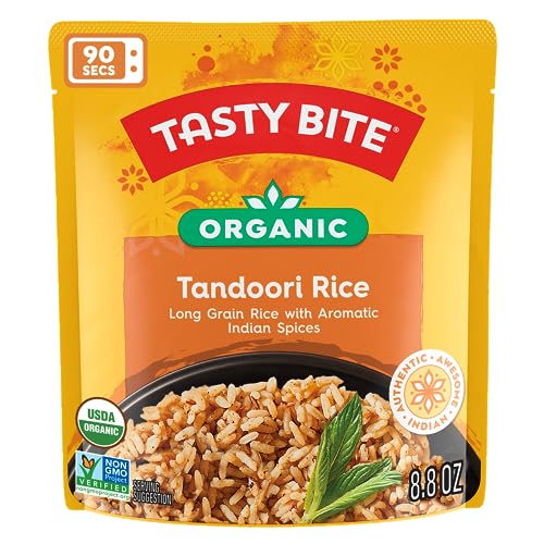 Image of Tasty Bite Organic Tandoori Rice, 8.8 Ounce, Pack of 6, Ready to Eat, Microwavable, Vegan, Gluten-Free