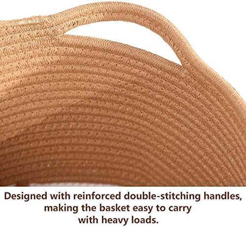 Baby Laundry Basket with Handles, Cotton Rope Nursery Basket for Kids, Woven Storage Basket for Dirty Clothes Towel Blanket Toy - 36x36x36 CM