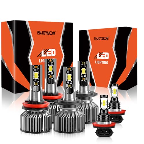 TXBILMOO Compatible For Ford Fusion 2006-2018 High/Low Beam Fog Light Bulbs Kit, 44000LM 600% Brightness 6500K White with Cooling Fan, Plug and Play, IP68 Pack of 6