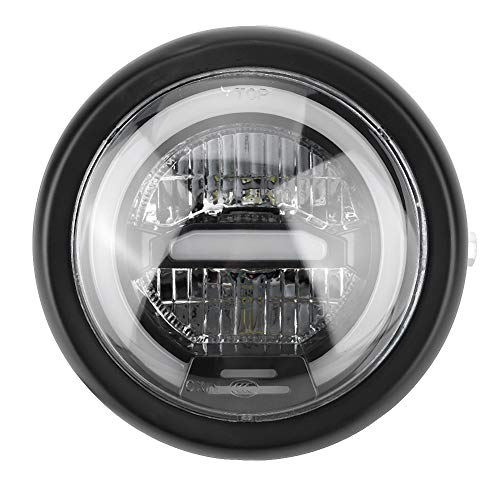 Lampe frontale à LED, lumière de moto, lampe frontale à LED de 6,5 pouces pour phare de moto vintage(Jaune)