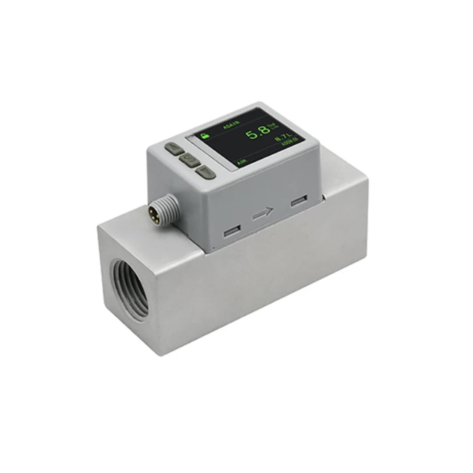 Medidor digital de flujo de gas nitrógeno-aire, serie 0~500 L/min, sensor de flujo másico de aire, fuente de alimentación de 9-24 V CC(0-100L Min)