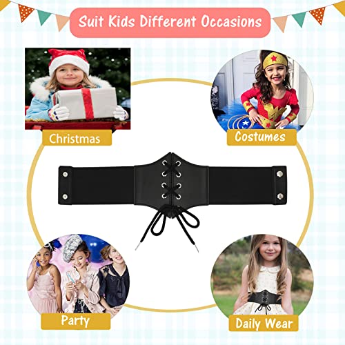 Werforu Kids Corset Elastic Belt Girls Boys Child Wide Lace-Up Tied Waist Belt For Dress Costume, Black, Fit Waist Size 17-20 Inches #TOP5