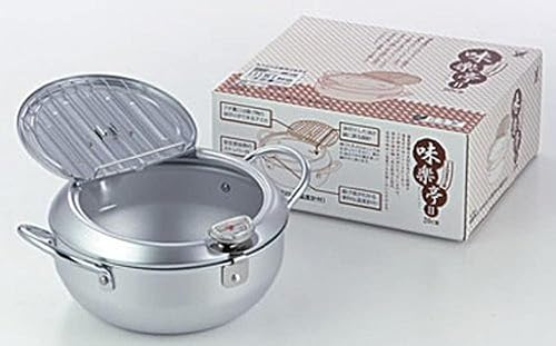 Olla japonesa Tempura con tapa y termómetro, compatible con calor por inducción, fabricada en Japón, 7.9 in, paquete de 10