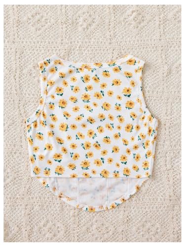 WDIRARA Girl's Floral Print Square Neck Tank Top Asymmetrical Hem Sleeveless Summer Tops2