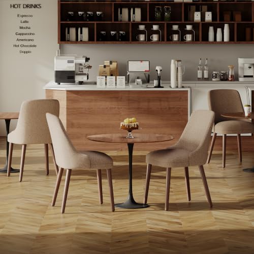 Image of MALOL Upholstered Dining Chairs Set of 4 with High-Back, Light Camel | Dining Room Chair with Wood Legs, Padded Kitchen Chairs for Dining Room /Restaurant /Cafe