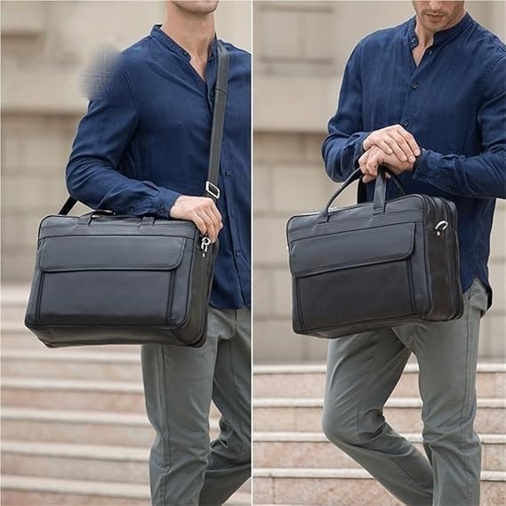 Nordic Men's Business Handbag Genuine Leather Briefcase Computer Bag for Office Commute3