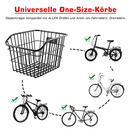 QIKADO Fahrradkorb Hinten, Fahrradkorb Abnehmbar , Schulranzen Hinten mit Montagezubehör Gepäcknetz und Reflektor
