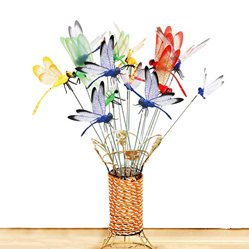 Seasonsky 30 Pcs Dragonfly Garden Stakes, 2 Size Artificial Dragonfly Stakes Indoor Outdoor Yard Garden Flower Pot Decoration, Miniature Fairy Garden Decoration #TOP6